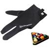 equlup Guanti di biliardo, guanti da giocatore di snooker professionisti traspiranti a 3 finger biliardo accessorio a sinistra per uomini e donne (Grigio nero)