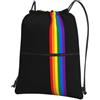 Generic Borsa con Coulisse Rainbow LGBT Pride Sportiva Sacche Lavabile Zaino Casual Durevole per Compleanno Regalino Scuola