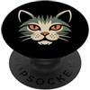 Cat Lover Gift Mystic Cat Face Orange Eyes Feline Lover PopSockets PopGrip Adesivo