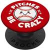 Detour Shirts Pitches Be Crazy Cute Kawaii Baseball Detto divertente PopSockets PopGrip Adesivo