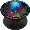 Design alla moda di vita marina moderna Coral Reef con natura tropicale in stile mosaico PopSockets PopGrip Adesivo