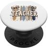 Educator Style Designs Insegnante leopardo Bow Stripes Back to School Educator PopSockets PopGrip Adesivo