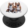 Corgi Puppy Lover PS Schizzo e disegno della famiglia dei cuccioli di Corgi. PopSockets PopGrip Adesivo