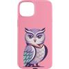 Great Family Designs Custodia per iPhone 15 Plus Simpatico gufo viola fumetto colorato gufo saggio grafico