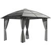 Outsunny Gazebo da Giardino Padiglione 3 x 3 m Struttura in Alluminio Tetto in Policarbonato UV 60+ Impermeabile con Pareti Laterali Grigio Scuro