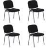 HJH Office 704530 Set di 4 Ospite XT 600 Tessuto, Conferenza imbottita, impilabile, Attesa, Poltrona, Nero/Argento