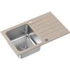 QUADRON Lavello Beige | dimensioni 78 x 48 cm | lavello in acciaio inox KENNETH 111 Lavello da cucina a vasca singola con bacino in acciaio | granito e acciaio inox | con gocciolatoio