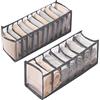 CORTNEY 2 Pezzi Organizer Cassetti, Organizer Armadio Salvaspazio Organizzatore Armadio pieghevole per Biancheria Intima Calze, Fazzoletti e Cravatte, 11+7 Griglie (Grigio)