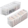 CORTNEY 2 Pezzi Organizer Cassetti, Organizer Armadio Salvaspazio Organizzatore Armadio pieghevole per Biancheria Intima Calze, Fazzoletti e Cravatte, 11+7 Griglie (Bianco)