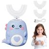 LIAVOP Spazzolino Elettrico Per Bambini A 360º, On 2 Testine In Silicone A Forma Di U, Luce Effetto Dinosauro, Per Bambini E Bambine Dai 2 Ai 8 Anni (Blu)