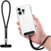 BOXOB Cinturino da Polso per Telefono, Cinturino da Polso per Telefono Semplice Cordino per Telefono Cordino Comodo per Cellulare con Linguetta di Ancoraggio per iPhone e la Maggior Parte (Nero)