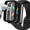 Acadeny 2 pezzi Custodia rigida compatibile con oppo watch free/huawei fit con pellicola protettiva,9H Durezza Hart PC Case sottile in vetro temperato per Smart, Nero+Nero