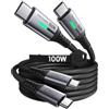 INIU Cavo USB Type-C to Type [2 Pezzi 2+2m] 100W PD 5A Cavo USB C USB C QC4,0 Nylon di Ricarica Rapida Tipo C a USB C compatibili con Samsung S21 S20 Note iPad MacBook Pro Huawei Xiaomi Nintendo.
