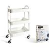Perfetto Più Carrello Metallo Lavanderia/Cucina con Ruote Coll. Lino - Bianco