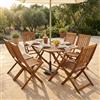 MIlani Home SOLEA - set tavolo in alluminio e teak cm 150 x 80 x 74 h con 4 sedie e 2 poltrone Dresda