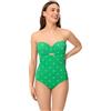 YSABEL MORA. Costume Modellante Bandeau con Ferretto piqué Pois. Compressione Leggera Addome per Silhouette Sottile. Coppa B Imbottita per Sostegno E Copertura. Collezione Lime.