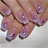 AstraGlam 24 pezzi Unghie Finte Lilla - Unghie Artistiche in Gel Morbido French con Motivo Floreale - Set Unghie Finte per Donna Doonails