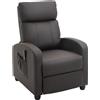 Easycomfort Poltrona Relax Massaggiante con Telecomando e 8 Programmi, Reclinazione e Poggiapiedi, 68x88x98cm, Marrone