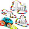 NUKied Piste da corsa giocattolo Glow in the Dark Magic Race Car Track con LED Light Up Race Car Set di 92 auto giocattolo regalo di compleanno per 3 4 5 6 anni + bambini ragazzi ragazze