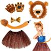 lisutupode Kit Di Costumi Di Leone Accessorio Di Costume Animale Per Bambini Set Di Costume Da Leone Da 6 Pezzi, Include Fascia Con Orecchie, Naso, Coda, Papillon, Gonna E Guanti