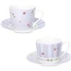 Brandani 51140 TAZZINA CAFFE POLLINE LILLA SET 2 PZ NEW BONE CHINA, piattino: cm d 11, tazzina: cm d 6,5x5,5h, 100 ml, Decori delicati fiori e boccioli, Lavastoviglie, Microonde, Forno, Freezer