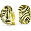 Bling Jewelry Mezzo Cerchio Stile Gambero Intrecciato Dome Basket Weave Clip Su Orecchini Per Le Donne Stile Pulsante Orecchie Non Forate Ossidato Oro Placcato Ottone