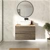 Parama Mobile bagno sospeso 70cm due cassetti rovere scuro con top rovere chiaro | Hexa