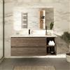 Parama Mobile bagno sospeso 100cm due cassetti rovere scuro vintage wenge con lavabo sinistro e vano a giorno | Hexa