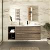 Parama Mobile bagno sospeso 100cm due cassetti rovere scuro vintage wenge con lavabo destro e vano a giorno | Hexa