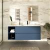 Parama Mobile bagno sospeso 100cm due cassetti alby blue con lavabo destro e vano a giorno | Hexa