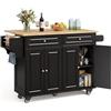 Xbro Carrello da Cucina Mobile con Ruote, Piano Pieghevole, Credenza 2 Cassetti 4 Ante, Salvaspazio con Portaspezie Portaasciugamani, 145x75x90 cm