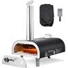 VEVOR Forno per Pizza da Esterno Portatile, Forno a Legna per Pizza da 12 pollici, Stufa a Pellet di Legno con Termometro per Campeggio all'Aperto, Cortile, Giardino, Nero