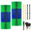 VEVOR Spazzola per Bestiame 2 Pezzi da Stalla, Rullo Gratta Animali con 8 Viti 430 x 190 mm, Verde e Blu, per Alleviamento Prurito Massaggio Toelettatura per Equini Bovini Capre Vitelli Ovini Maiali