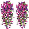 TAIZhiChen Fiori Artificiali da Appendere Aspetto Realistico Fiori Finti Pendenti Nessuna Manutenzione Petunie Artificiali da Appendere per Giardino, Balcone, Viola E Rosa