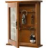 RetroFun Portachiavi in Legno con Montaggio a Parete - Scatola a Muro Bella e Durevole con Porta in Vetro Retrò - 6 Ganci