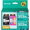 KUPYLM 303XL Cartucce Compatibili per hp 303 xl Nero e Colore per cartucce 303 xl per HP Envy Photo 6230 6220 6232 7134 7830 7130 6200 6234 6552 7800 7900 7120 7132 Tango X (Nero e Colore, 2-Pack)