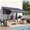 VEVOR Tenda da Sole Retrattile Manuale 250 x 200 cm per Esterni, Copertura Retrattile in Poliestere Impermeabile Colore Grigio, con Manovella Regolabile, per Negozio Terrazzo Vetrina Porta Finestra