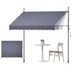 VEVOR Tenda da Sole Retrattile Manuale 300 cm per Esterni da Patio, Tendalino Parasole Retrattile, Grigio Scuro, Altezza Regolabile, con Manovella, per Protezione Cortile Giardino Balcone Terrazza