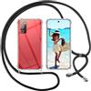 ISOI Cover con Cordino per Samsung Galaxy S20 FE, Custodia Trasparente con Collana Tracolla Laccio Collo Ultra Sottile Morbido TPU Silicone Antiurto AntiGraffio Case, Nero