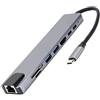 CCYLEZ Hub USB C, Docking Station USB PD da Tipo C a HDMI RJ45, Convertitore Splitter Hub Tipo C con 2 X USB3.0, Scheda di Memoria Piccola, Scheda di Memoria, HDMI, PD, RJ45, Tipo C