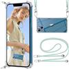 ISOI Cover Trasparente con Cordino compatibile con iPhone 13, Regolabile e Rimovibile Collana Tracolla Laccio Collo, Custodia per Telefono in Silicone TPU Morbido Antiurto - Verde