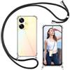 ISOI - Cover con Cordino compatibile con Realme C55, Regolabile Collana Tracolla Laccio Collo, Trasparente Custodia in Silicone TPU Morbido con Paraurti Airbag Antiurto - Nero