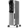Taurus - Radiatore ad olio 1500W | 7 elementi | 3 livelli di potenza | Termostato regolabile | Protezione anti-ribaltamento e sovratemperatura | Basso consumo per fino a 15 m² | Timer | Grigio