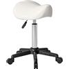 HOMCOM Sgabello a rotelle, sedia da lavoro con altezza regolabile 45-57 cm e sella ergonomica, 48x47x45-57cm, bianco | Aosom Italy