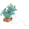 LILLIPUTIENS - Giocattolo da tirare Joe il Drago - Compagno ideale per i primi passi del bambino - Giocattolo di risveglio sonoro e tattile con testa tintinnante e ruote mobili - Dai 12 mesi - 83329
