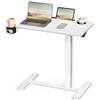 VASAGLE Scrivania con Ruote, Tavolino con Rotelle, Piano 70 x 40 cm, Regolabile in Altezza, 2 Portabicchieri, Slot per Cellulare o Tablet, Bianco Nuvola LSD600W01
