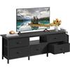YITAHOME Mobile TV, mobile porta TV per soggiorno, con 5 cassetti pieghevoli e mensole, mobile TV con illuminazione a LED RGB con armadio, 145 x 35 x 50 cm, nero
