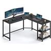 VASAGLE Scrivania per Computer a Forma di L, 138 x 138 x 76 cm, Scrivania ad Angolo con 2 Ripiani, per Ufficio Studio, Nero Ebano LWD072B56