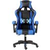 Baroni Home Sedia da Gaming Ergonomica con Massaggiatore Lombare, Sedia da Ufficio con Schienale Reclinabile con Cuscini Regolabili Poggiatesta e Supporto Schiena, Blu
