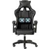 Baroni Home Sedia da Gaming Ergonomica con Massaggiatore Lombare, Sedia da Ufficio con Schienale Reclinabile con Cuscini Regolabili Poggiatesta e Supporto Schiena (Nero)